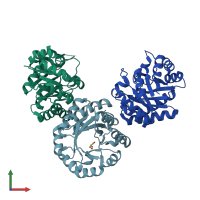 PDB entry 4u9p coloured by chain, front view.