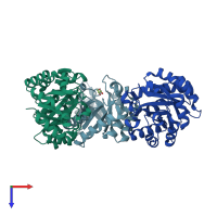 PDB entry 4u9p coloured by chain, top view.