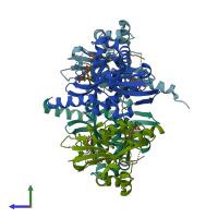 PDB entry 4u9w coloured by chain, side view.