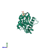 PDB entry 4u9y coloured by chain, side view.