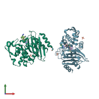 PDB entry 4ua7 coloured by chain, front view.