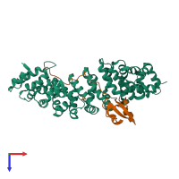 PDB entry 4uae coloured by chain, top view.