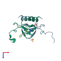 PDB entry 4uai coloured by chain, top view.