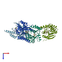 PDB entry 4uam coloured by chain, top view.