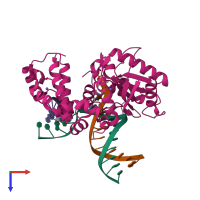 PDB entry 4uay coloured by chain, top view.