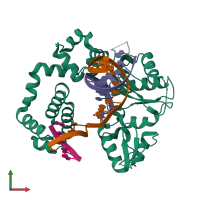 PDB entry 4ub2 coloured by chain, front view.