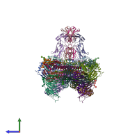 PDB entry 4ubd coloured by chain, side view.