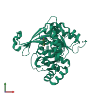 PDB entry 4ube coloured by chain, front view.
