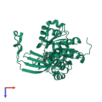 PDB entry 4ube coloured by chain, top view.