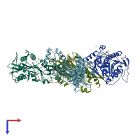 PDB entry 4ubf coloured by chain, top view.