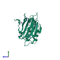 PDB entry 4ubh coloured by chain, side view.
