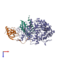 PDB entry 4ubp coloured by chain, top view.