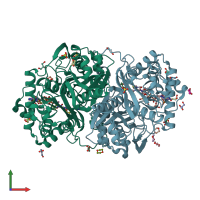 PDB entry 4ubv coloured by chain, front view.