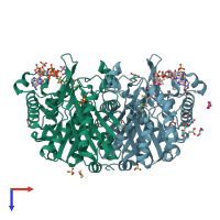 PDB entry 4ubv coloured by chain, top view.