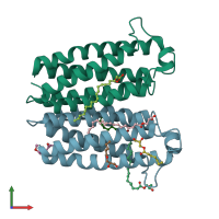PDB entry 4uc2 coloured by chain, front view.