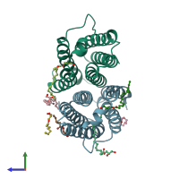 PDB entry 4uc2 coloured by chain, side view.