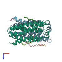 PDB entry 4uc2 coloured by chain, top view.