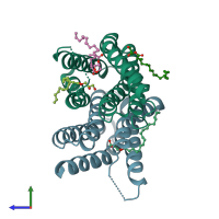 PDB entry 4uc3 coloured by chain, side view.