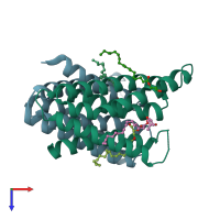 PDB entry 4uc3 coloured by chain, top view.