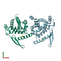 PDB entry 4ucc coloured by chain, front view.