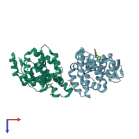 PDB entry 4ucd coloured by chain, top view.