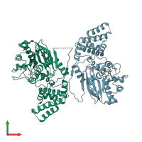 PDB entry 4uck coloured by chain, front view.
