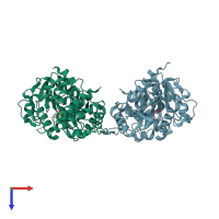 PDB entry 4ucz coloured by chain, top view.