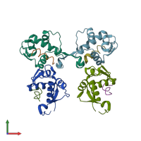 PDB entry 4ud7 coloured by chain, front view.