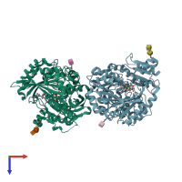 PDB entry 4ud8 coloured by chain, top view.