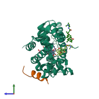 PDB entry 4udd coloured by chain, side view.