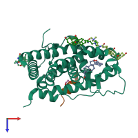 PDB entry 4udd coloured by chain, top view.