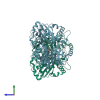 PDB entry 4udq coloured by chain, side view.