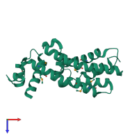 PDB entry 4uds coloured by chain, top view.