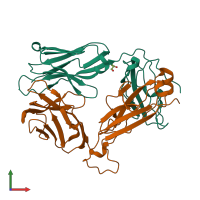 PDB entry 4udt coloured by chain, front view.