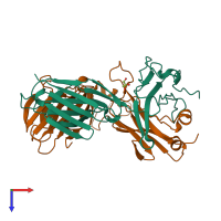 PDB entry 4udt coloured by chain, top view.