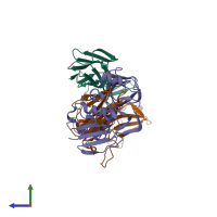 PDB entry 4udu coloured by chain, side view.