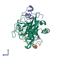PDB entry 4udw coloured by chain, side view.