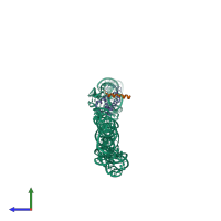 PDB entry 4ue4 coloured by chain, side view.