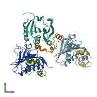 PDB entry 4uea coloured by chain, front view.