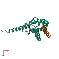 PDB entry 4uf3 coloured by chain, top view.