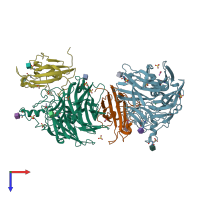 PDB entry 4uf7 coloured by chain, top view.