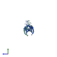 PDB entry 4uf8 coloured by chain, side view.