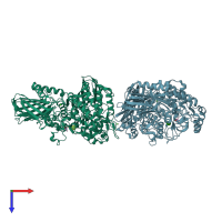 PDB entry 4ufc coloured by chain, top view.