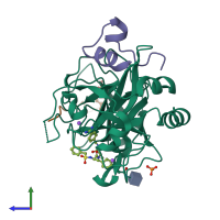 PDB entry 4ufe coloured by chain, side view.