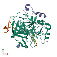 PDB entry 4uff coloured by chain, front view.
