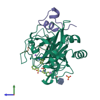 PDB entry 4uff coloured by chain, side view.