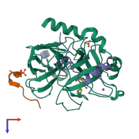 PDB entry 4uff coloured by chain, top view.