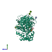PDB entry 4ufh coloured by chain, side view.