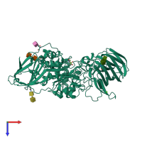 PDB entry 4ufi coloured by chain, top view.