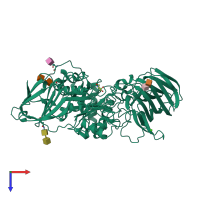 PDB entry 4ufk coloured by chain, top view.